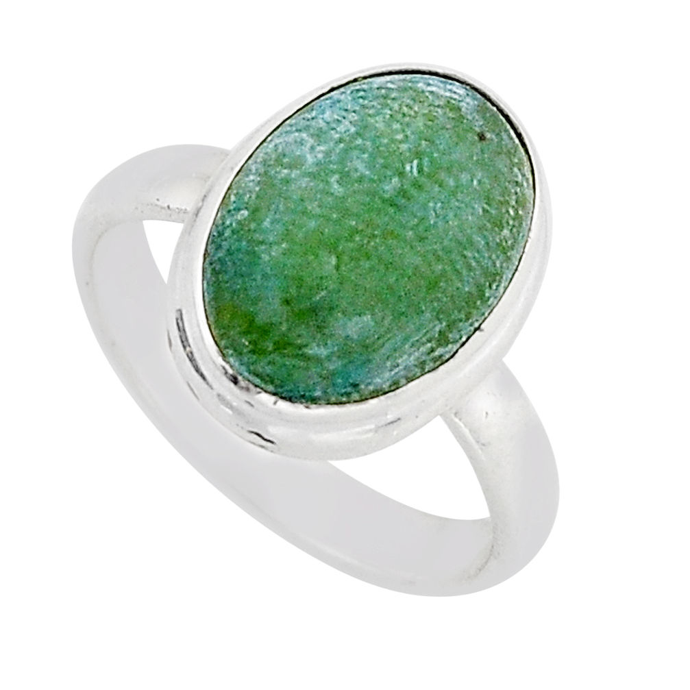 925 silver 5.62cts solitaire natural green aventurine oval ring size 7 y67597