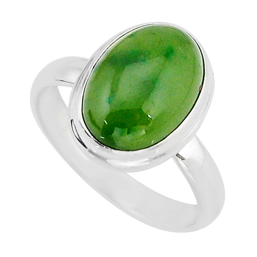 925 silver 6.27cts solitaire natural green aventurine oval ring size 8 y67639