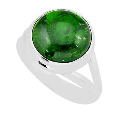 925 silver 6.50cts solitaire natural green aventurine round ring size 8 y64026