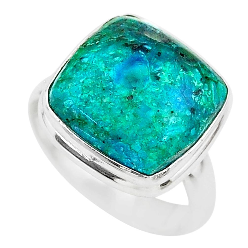 925 silver 9.98cts solitaire natural green azurite malachite ring size 6 t21429