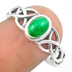 925 silver 1.54cts solitaire natural green chalcedony oval ring size 9 u23867