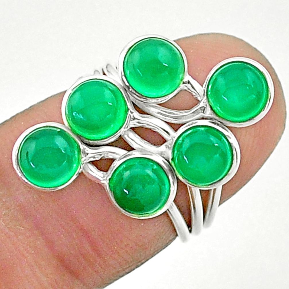 925 silver 4.89cts solitaire natural green chalcedony round ring size 4.5 t19184