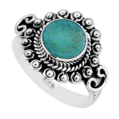 925 silver 3.44cts solitaire natural green chalcedony round ring size 6.5 y71946
