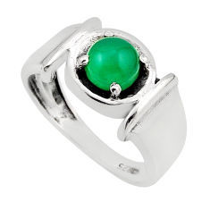 925 silver 1.10cts solitaire natural green chalcedony round ring size 6.5 y87271