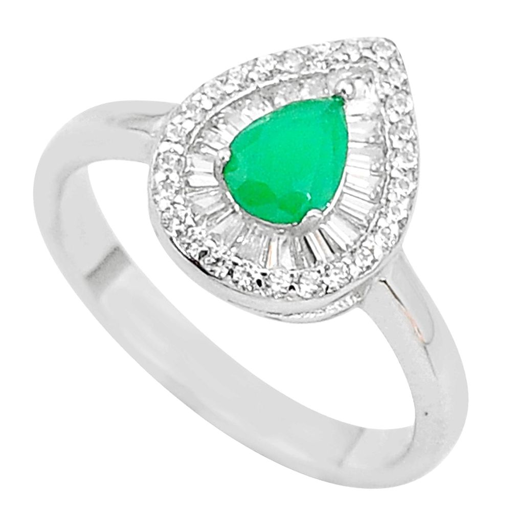 925 silver 4.08cts solitaire natural green chalcedony topaz ring size 9 t10571