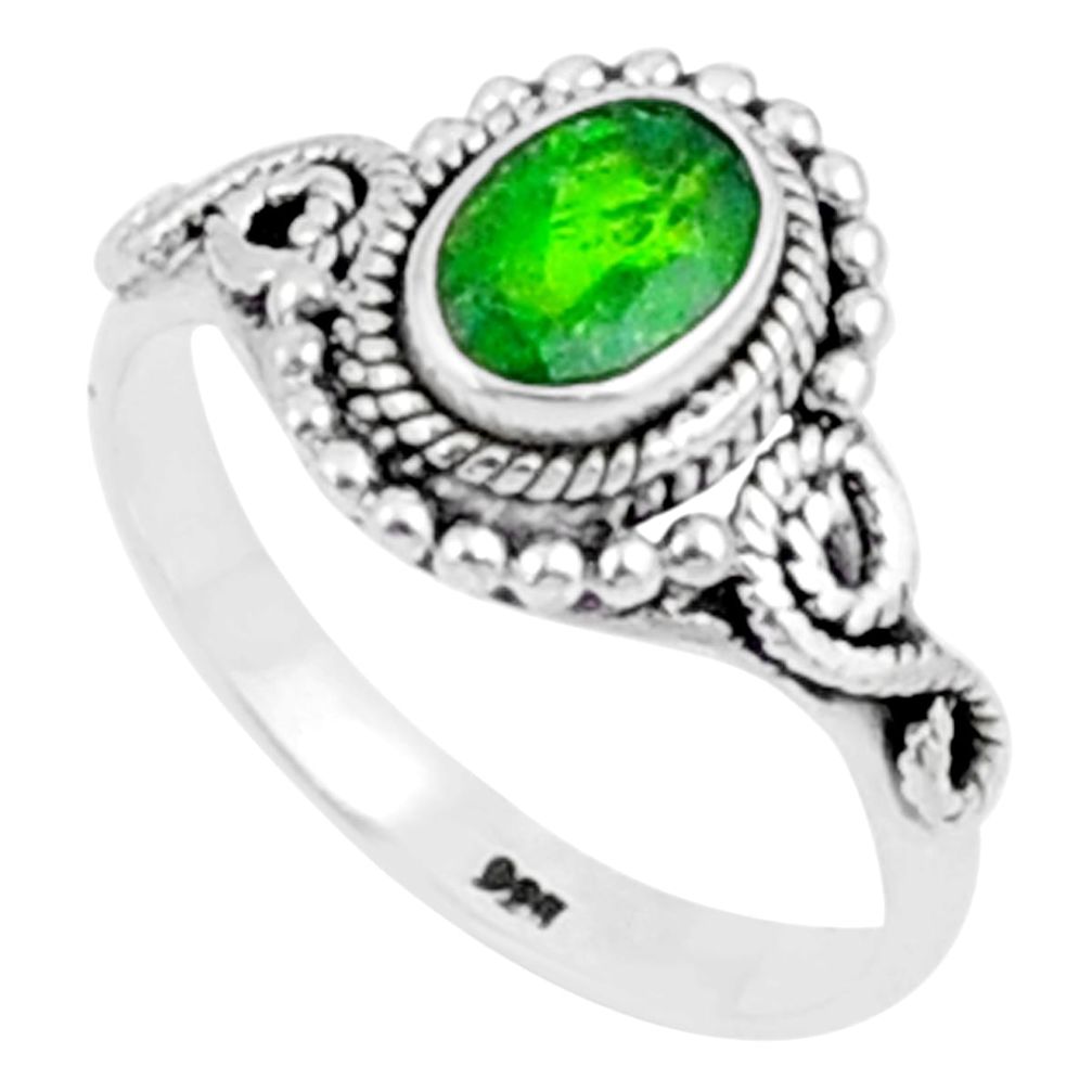 925 silver 1.57cts solitaire natural green chrome diopside ring size 7 u19619