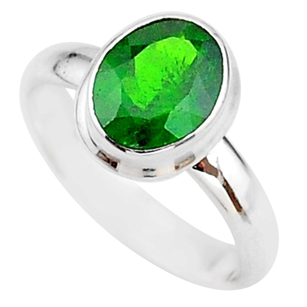 925 silver 3.02cts solitaire natural green chrome diopside ring size 8 t15631