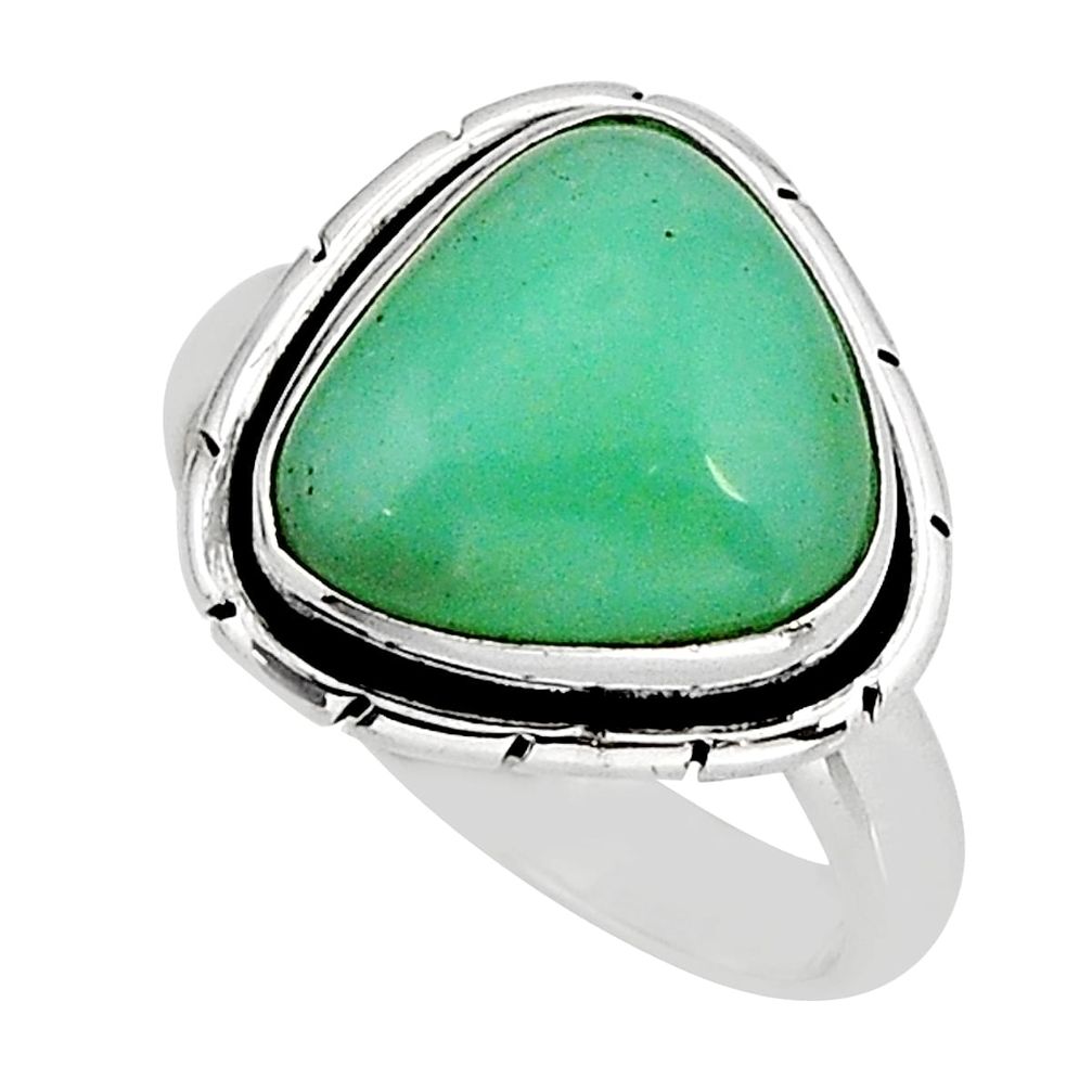 925 silver 6.58cts solitaire natural green chrysoprase ring size 7.5 y75467