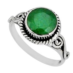 925 silver 3.01cts solitaire natural green emerald ring jewelry size 6 y77023