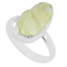 925 silver 7.54cts solitaire natural green hiddenite rough ring size 8.5 u61860