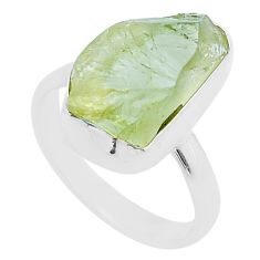 925 silver 7.27cts solitaire natural green hiddenite rough ring size 7.5 u61867