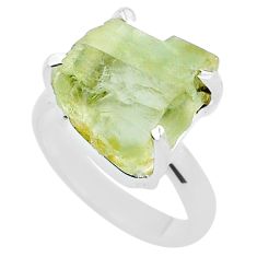 925 silver 10.58cts solitaire natural green hiddenite rough ring size 6.5 u61936