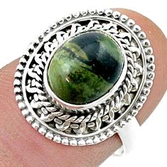 925 silver 3.83cts solitaire natural green kambaba jasper ring size 7 d47769