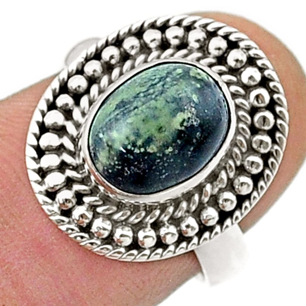 925 silver 4.02cts solitaire natural green kambaba jasper ring size 7 d47873