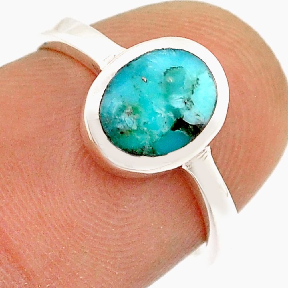 925 silver 1.06cts solitaire natural green kingman turquoise ring size 6 c29296