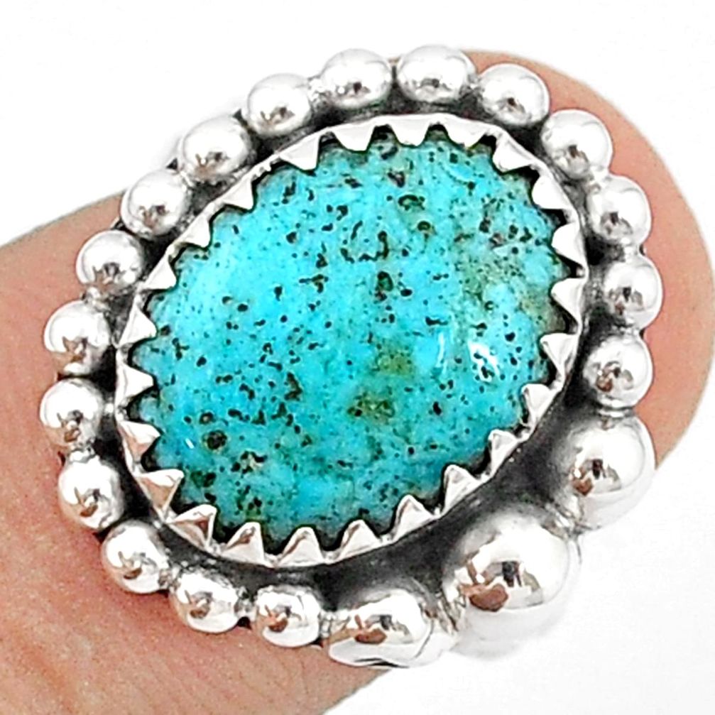 925 silver 6.62cts solitaire natural green kingman turquoise ring size 6 u28385