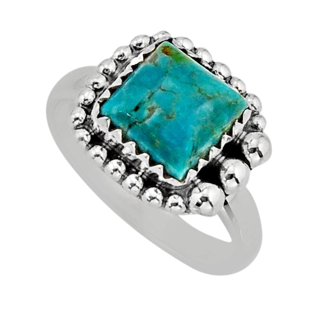 925 silver 3.42cts solitaire natural green kingman turquoise ring size 7 y76336