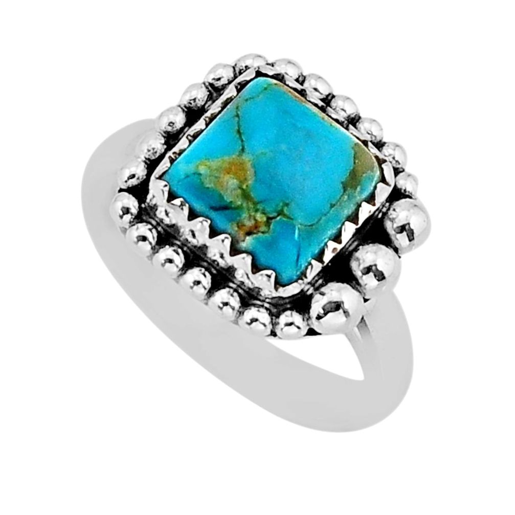925 silver 3.02cts solitaire natural green kingman turquoise ring size 7 y76337