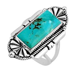 925 silver 8.07cts solitaire natural green kingman turquoise ring size 8 y80812