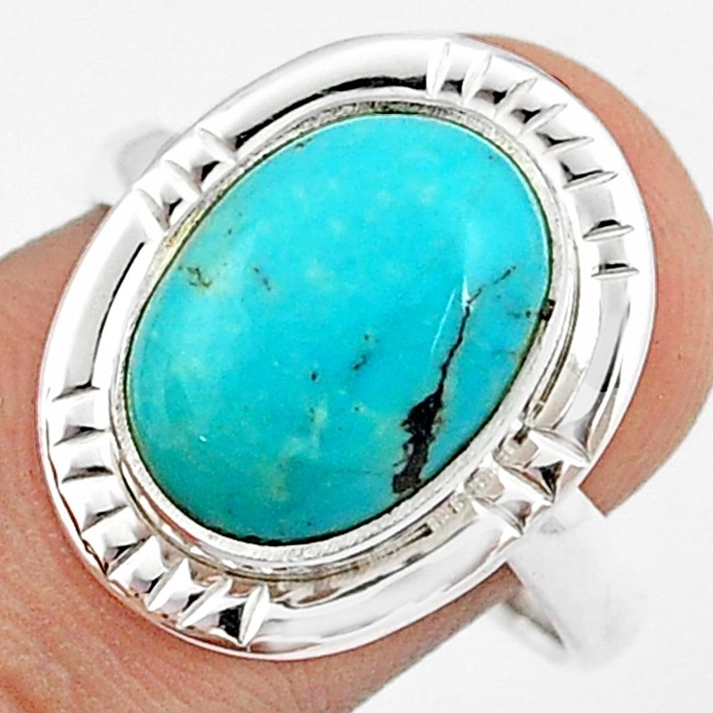 925 silver 6.40cts solitaire natural green kingman turquoise cocktail ring size 9 u28291