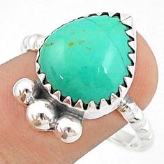 925 silver 6.86cts solitaire natural green kingman turquoise ring size 9 u28324