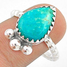 925 silver 6.36cts solitaire natural green kingman turquoise ring size 9 u28375