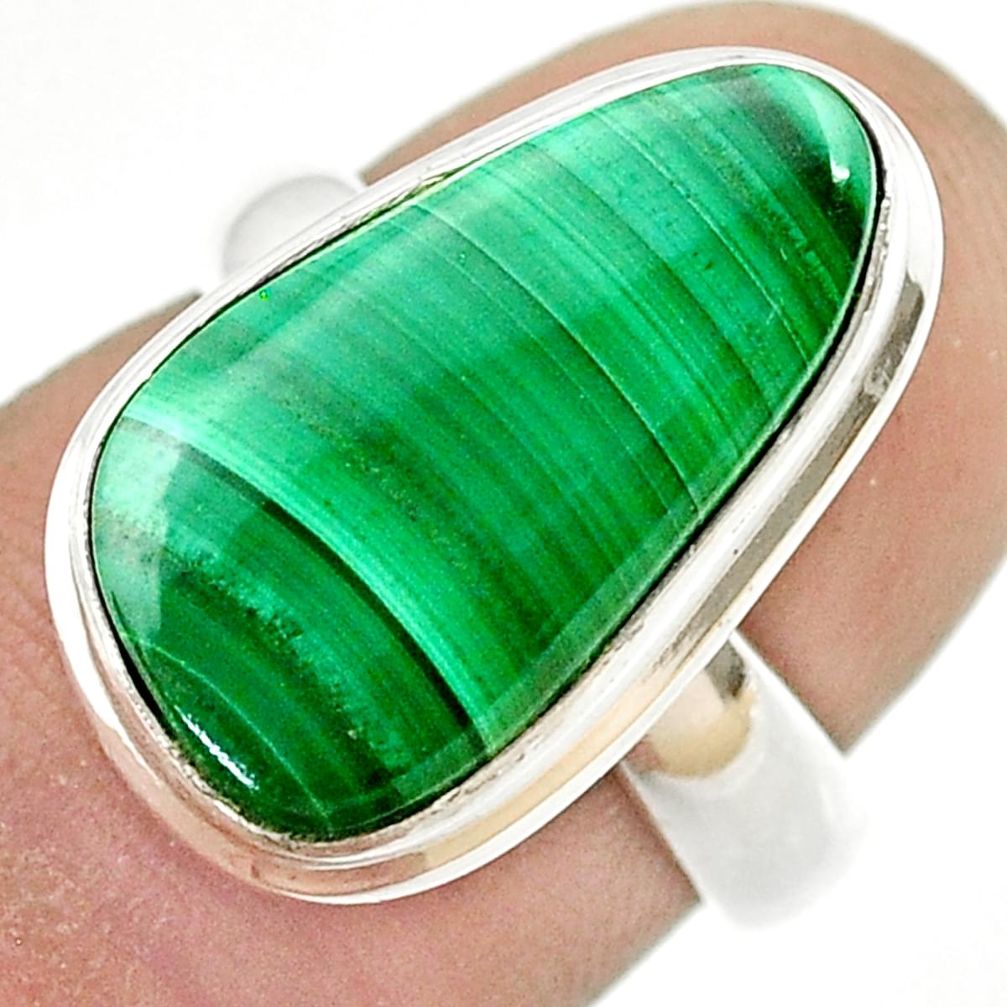925 silver 10.06cts solitaire natural green malachite fancy cocktail ring size 6.5 u43979