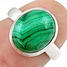 925 silver 4.84cts solitaire natural green malachite oval ring size 5 u47543