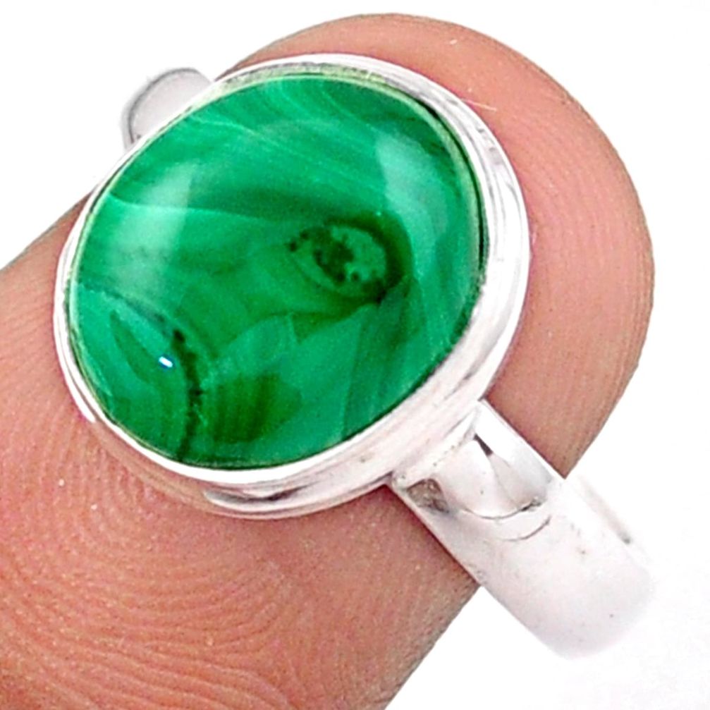 925 silver 5.52cts solitaire natural green malachite oval ring size 8.5 u2395