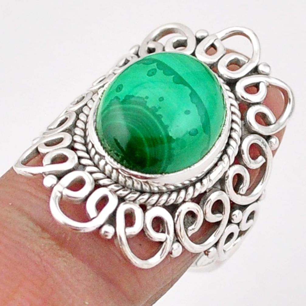 925 silver 5.52cts solitaire natural green malachite ring size 6.5 t90984