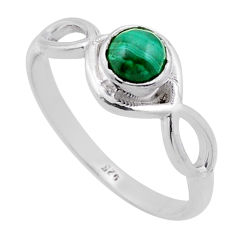 925 silver 0.66cts solitaire natural green malachite round ring size 8 n45529