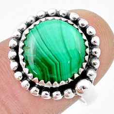 925 silver 6.69cts solitaire natural green malachite round ring size 8.5 u39360
