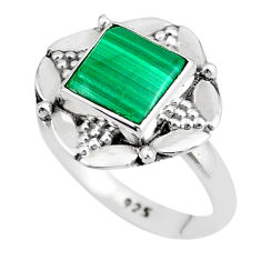 925 silver 3.23cts solitaire natural green malachite square ring size 7 u31256