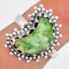 925 silver 5.29cts solitaire natural green mariposite moon ring size 7 y12489