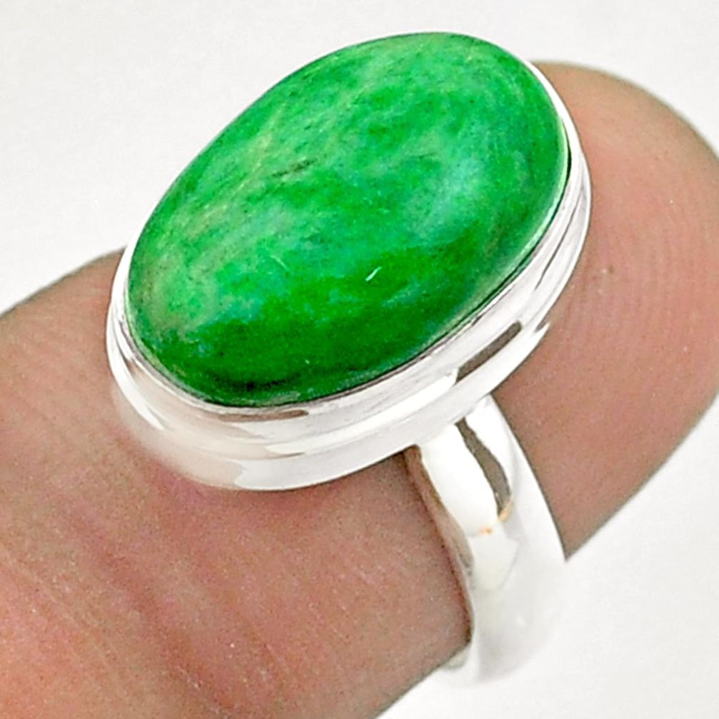925 silver 6.54cts solitaire natural green maw sit sit oval ring size 6 t54656