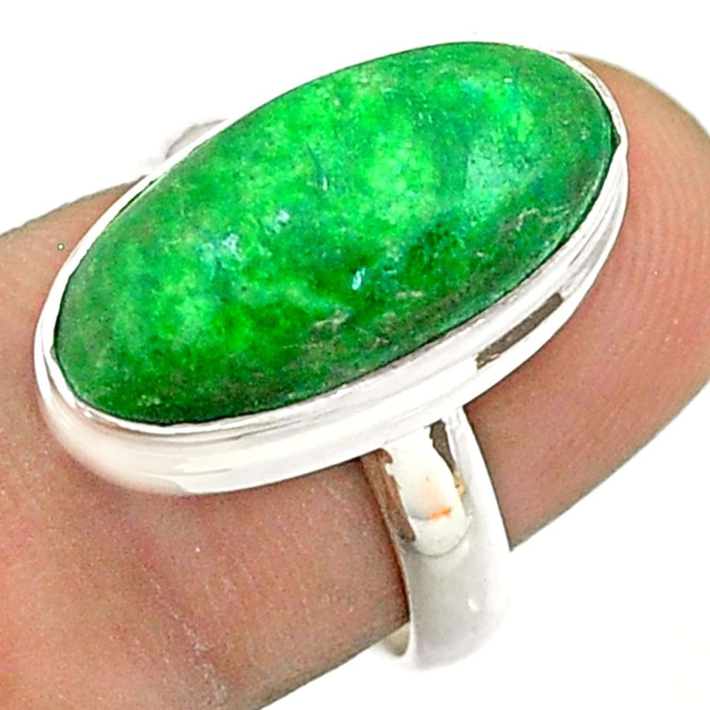 925 silver 8.05cts solitaire natural green maw sit sit oval ring size 7 t54653