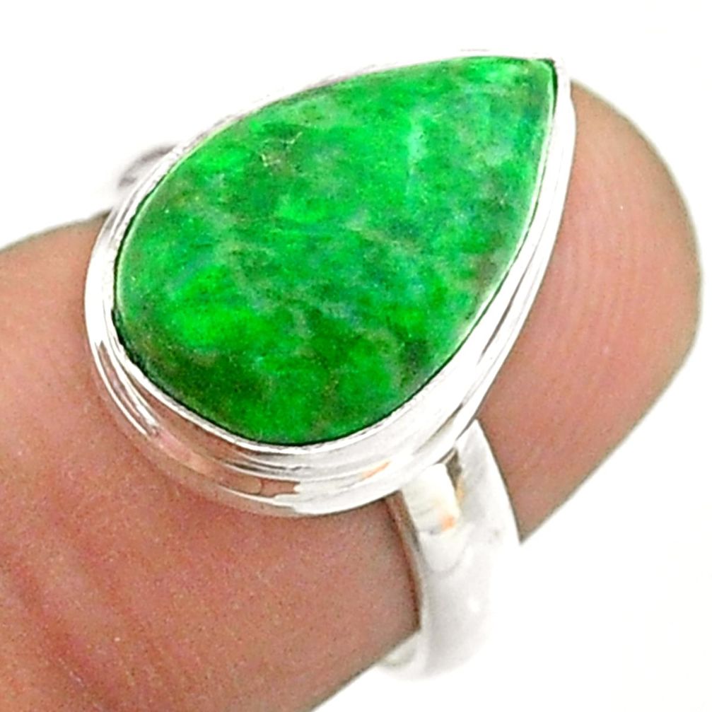 925 silver 7.04cts solitaire natural green maw sit sit pear ring size 6 t54633