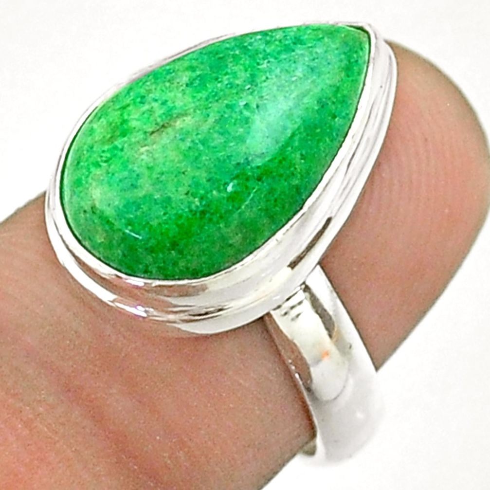 925 silver 7.67cts solitaire natural green maw sit sit pear ring size 6 t54640