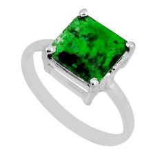 925 silver 4.07cts solitaire natural green maw sit sit square ring size 6 n21184