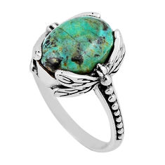 925 silver 6.32cts solitaire natural green mojave turquoise ring size 9.5 n37226