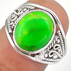 Clearance Sale- 925 silver 4.24cts solitaire natural green mojave turquoise ring size 7.5 u7785