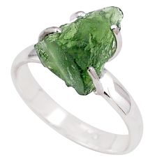 925 silver 5.84cts solitaire natural green moldavite fancy ring size 10 t87149