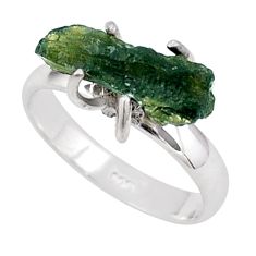 925 silver 4.89cts solitaire natural green moldavite fancy ring size 8 t87120