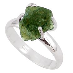 925 silver 5.47cts solitaire natural green moldavite fancy ring size 9 t87156