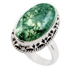 925 silver 14.41cts solitaire natural green moss agate oval ring size 8 t80639