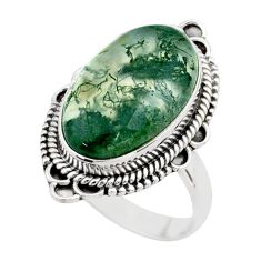 925 silver 13.16cts solitaire natural green moss agate oval ring size 8.5 t80559