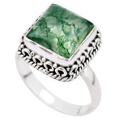 925 silver 5.52cts solitaire natural green moss agate square ring size 8 t80591