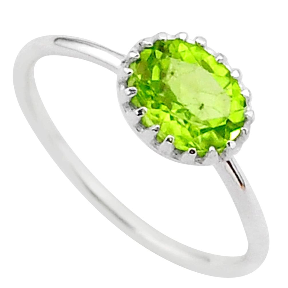 925 silver 2.05cts solitaire natural green peridot oval ring size 8 t37899