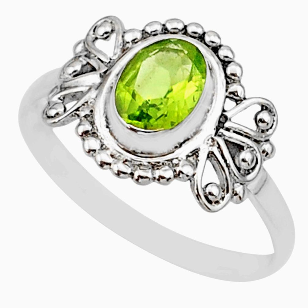 925 silver 1.42cts solitaire natural green peridot oval shape ring size 6 r87247