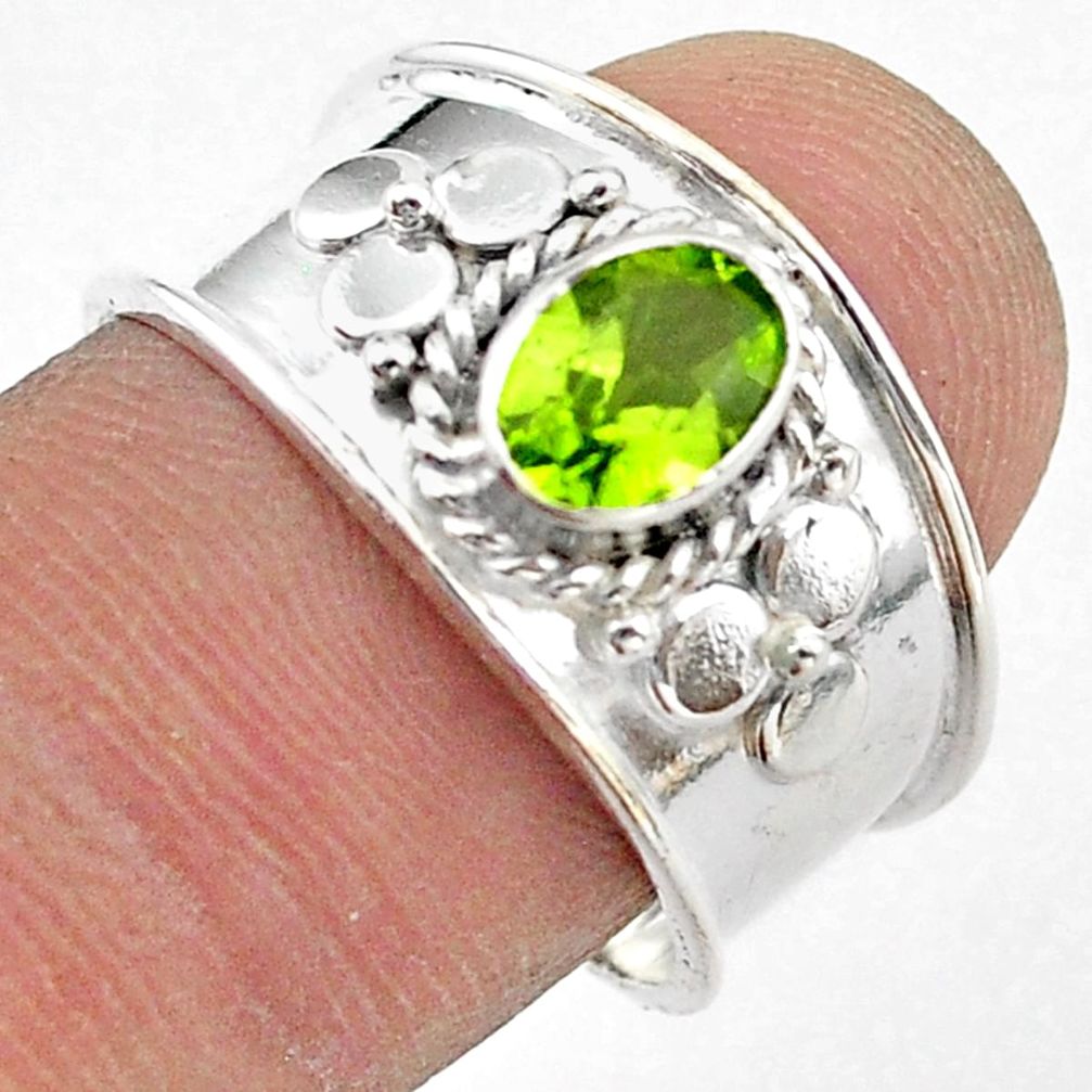 925 silver 1.56cts solitaire natural green peridot oval shape ring size 8 t42223